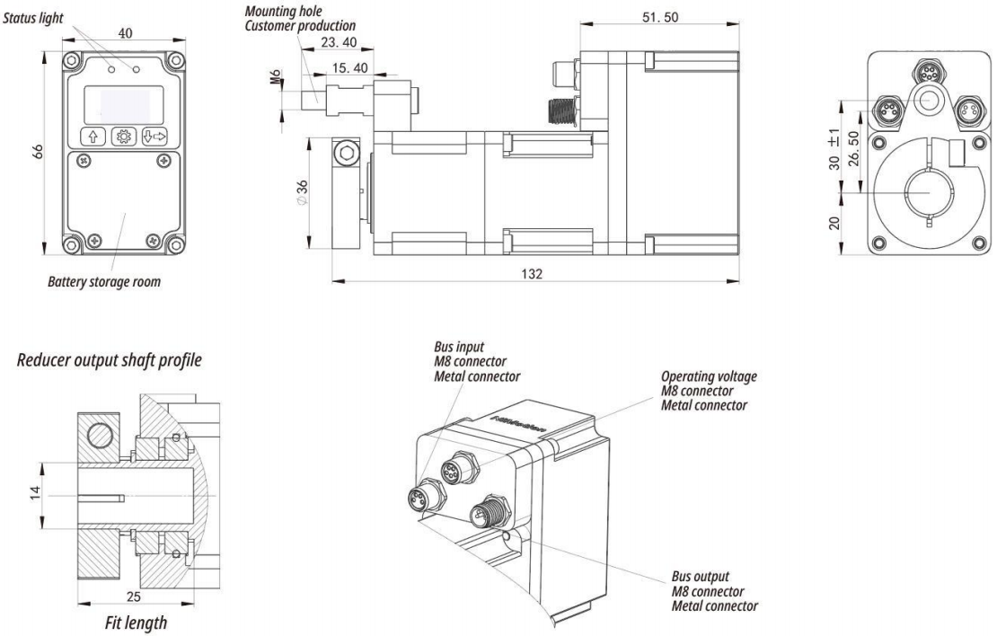 SPABEP40 Integrated Positioning Actuator Mechanical dimensions