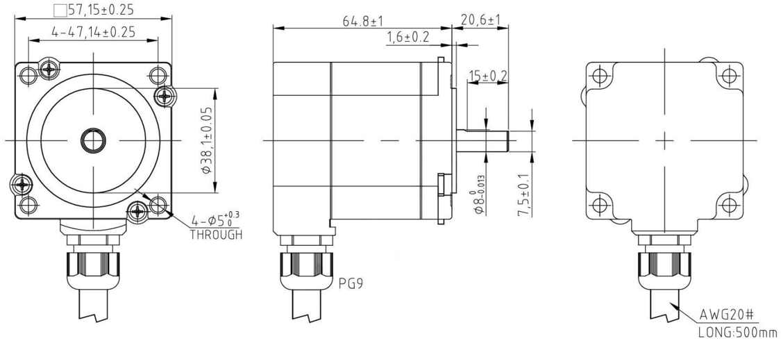 SP23IP270 Integrated Stepper Motor Mechanical dimensions