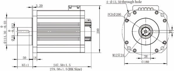 Vacuum Servo Motor Series Mechanical dimensions