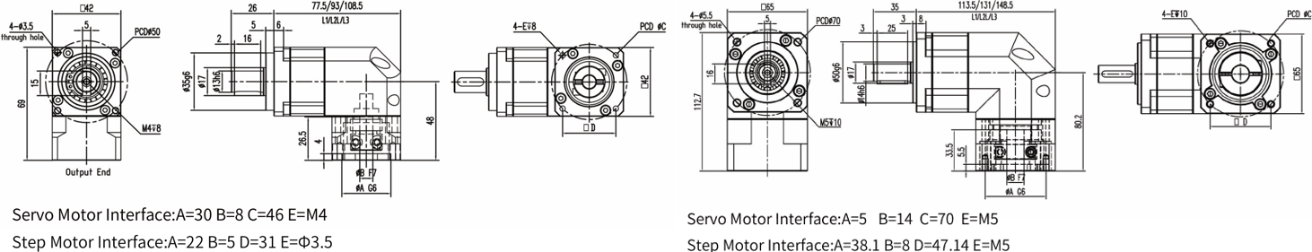 GSPX Vacuum Planetary Gearbox Mechanical dimensions