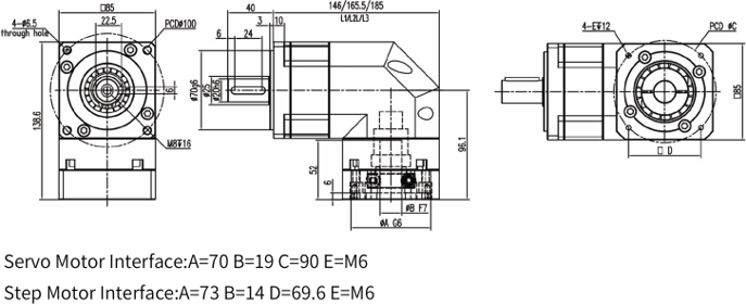 GSPX Vacuum Planetary Gearbox Mechanical dimensions