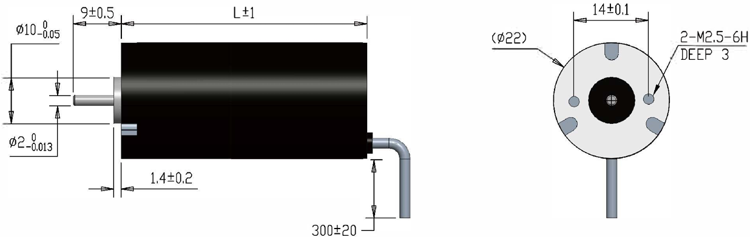 22 Series Brushless DC Motor Mechanical dimensions