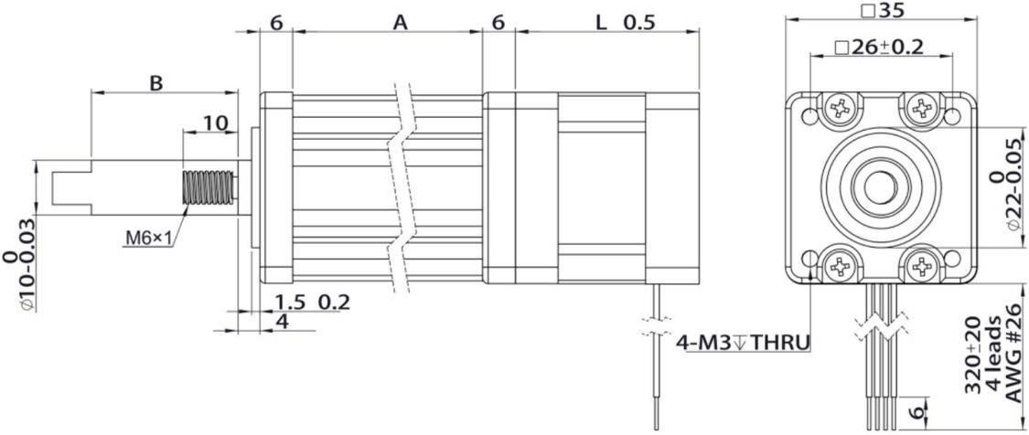 35 Series Hybrid Lead Screw Stepper Motor Mechanical dimensions