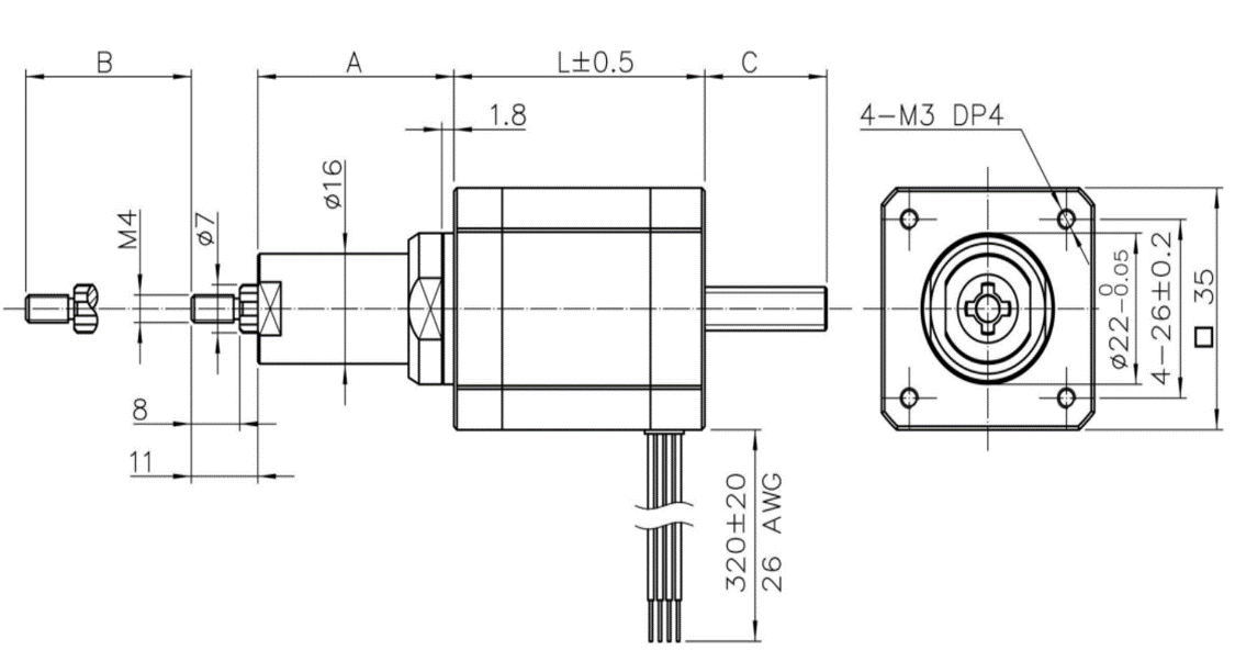 35 Series Hybrid Lead Screw Stepper Motor Mechanical dimensions