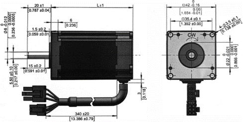 42 Series Brushless DC Motor Mechanical dimensions