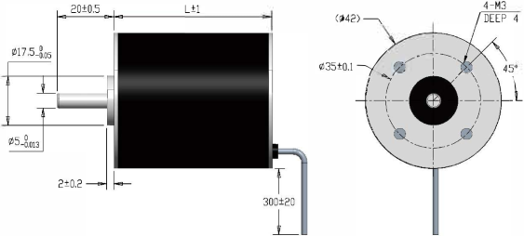 42 Series Brushless DC Motor (Round) Mechanical dimensions