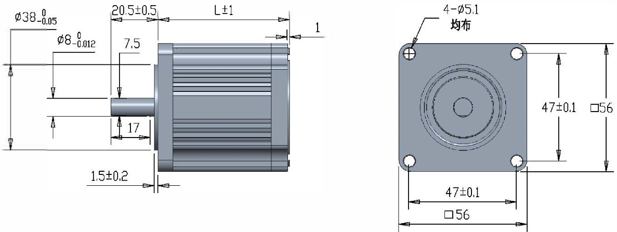 57 Series Outer Rotor Brushless DC Motor Mechanical dimensions