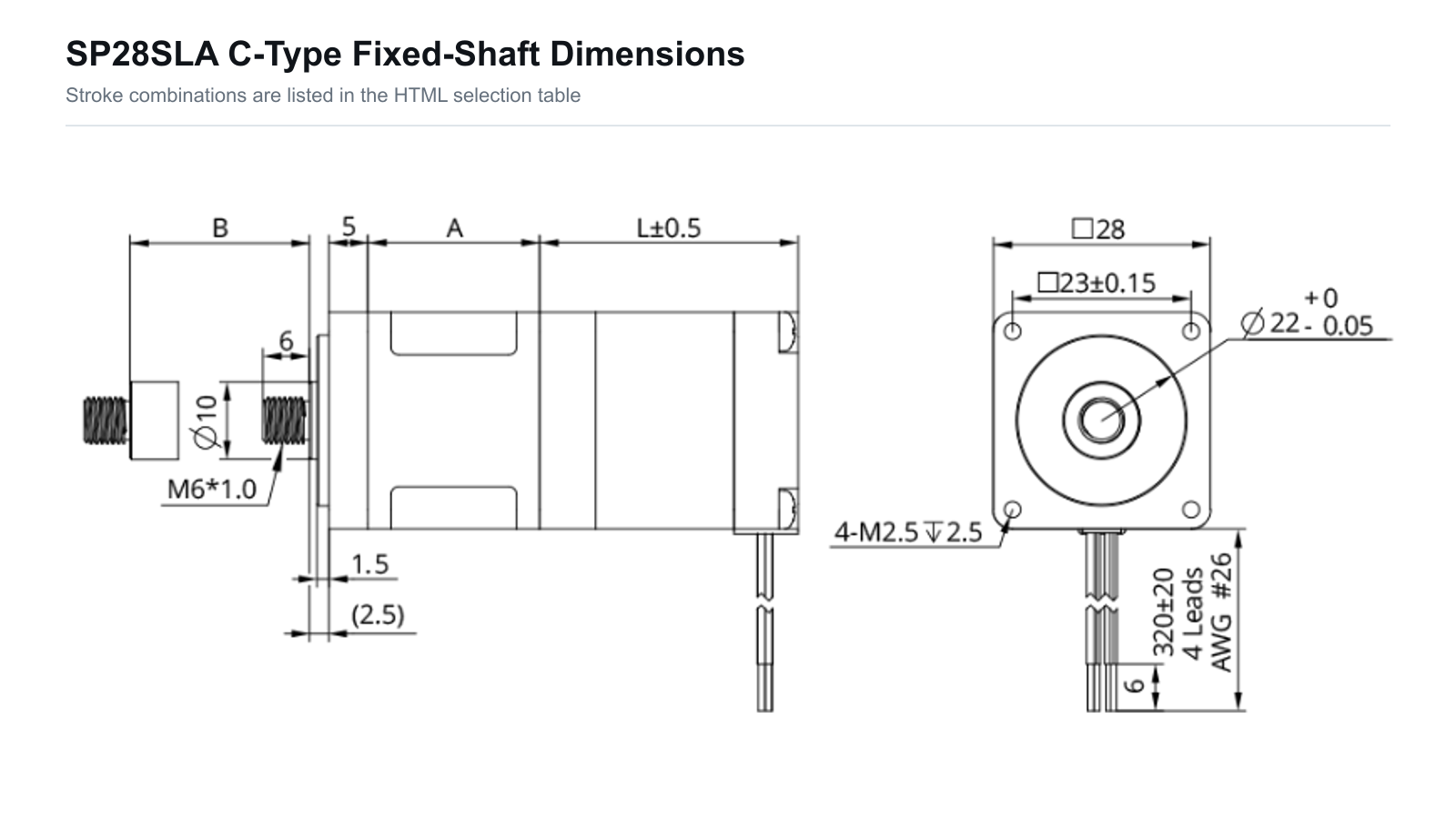 SP28SLA 28 mm Sliding Lead Screw Linear Actuator SP28SLA c type fixed shaft dimensions