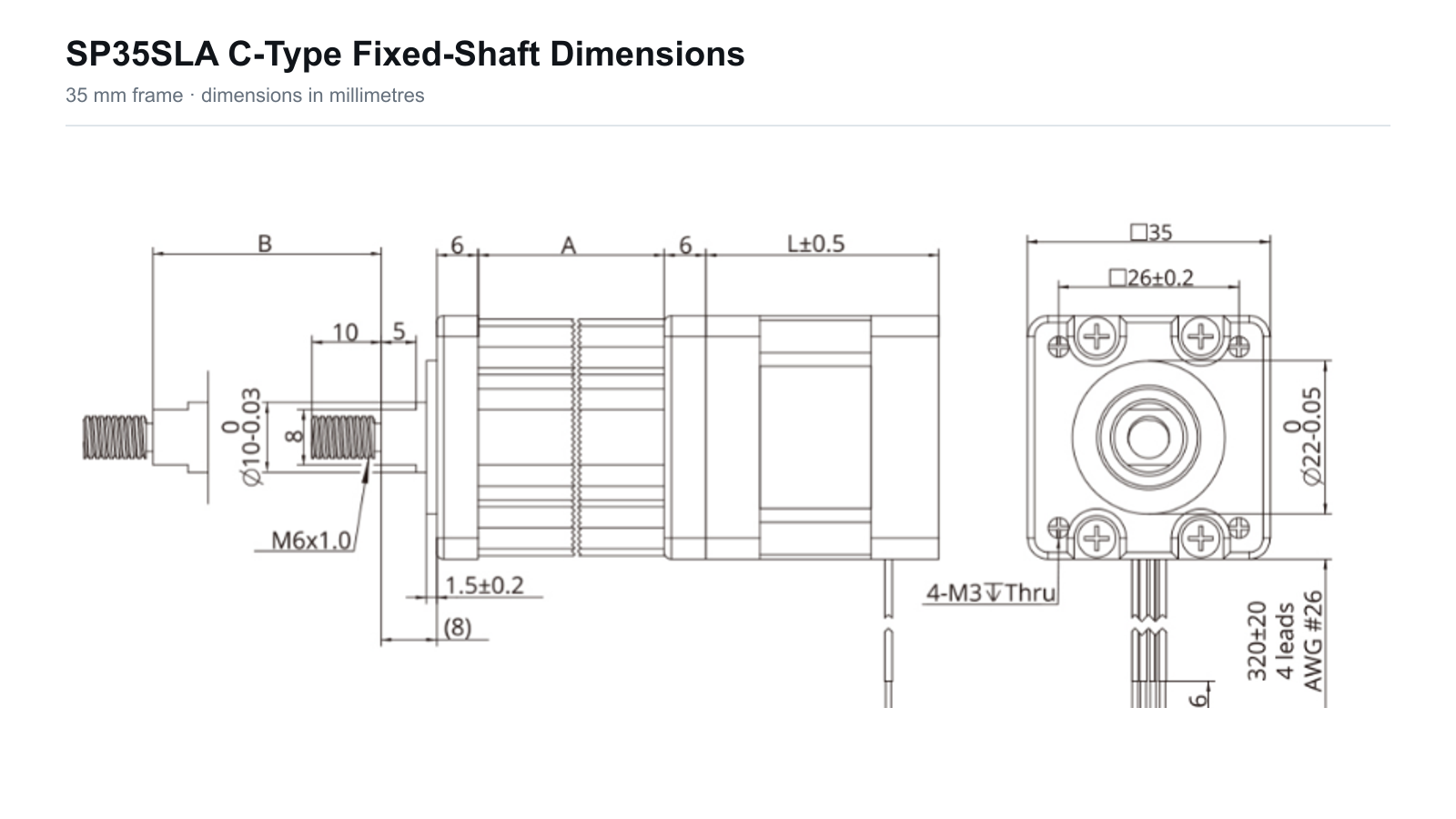 SP35SLA C-type fixed shaft dimensions