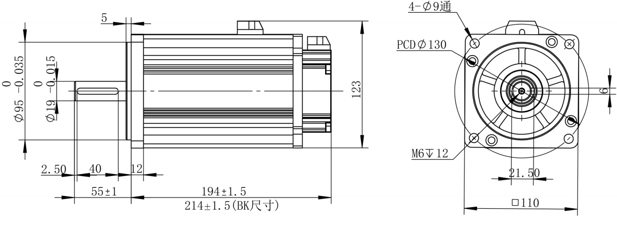 1800 W Vacuum Servo Motor 1800 W vacuum servo motor mechanical dimensions and mounting interface