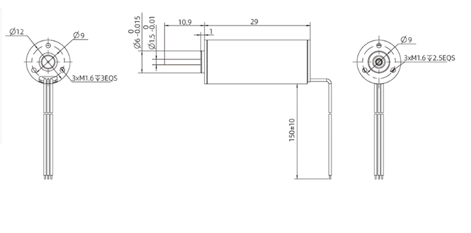 SP12ZWWC29 12 mm Brushless Coreless DC Motor SP12ZWWC29 12 mm brushless coreless DC motor dimensions