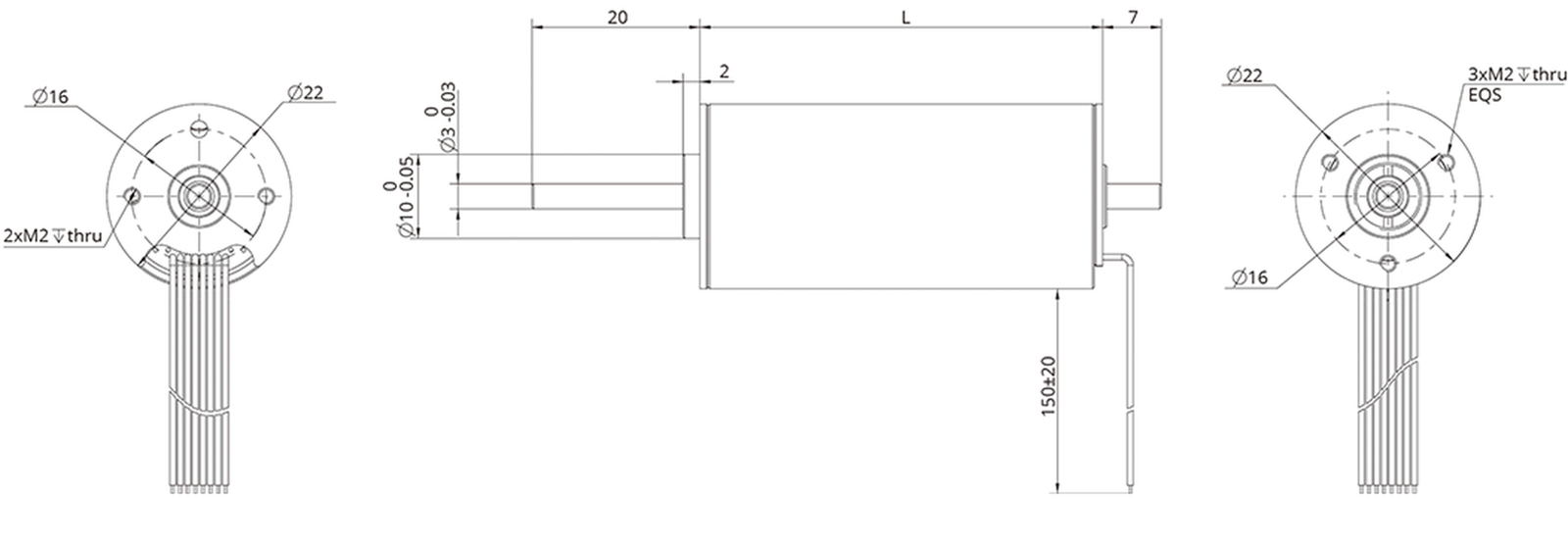 SP22ZWWC 22 mm Brushless Coreless DC Motor Series SP22ZWWC 22 mm brushless coreless DC motor dimensions