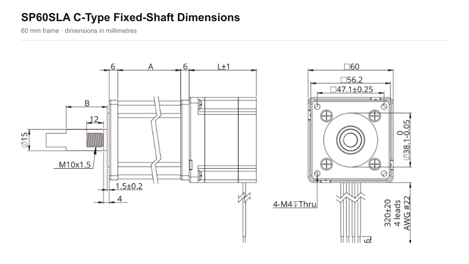 SP60SLA 60 mm Sliding Lead Screw Linear Actuator SP60SLA 60 mm C-type fixed-shaft actuator dimensions