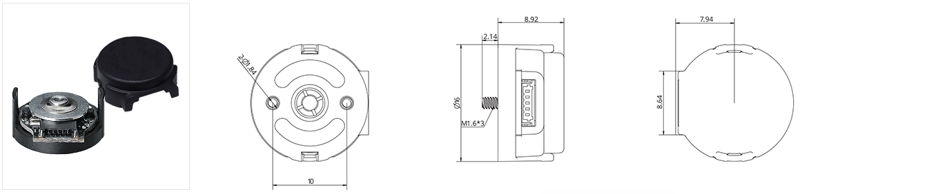 SP14 14 mm Hybrid Rotary Stepper Motor SP14 EK6 encoder dimensional drawing