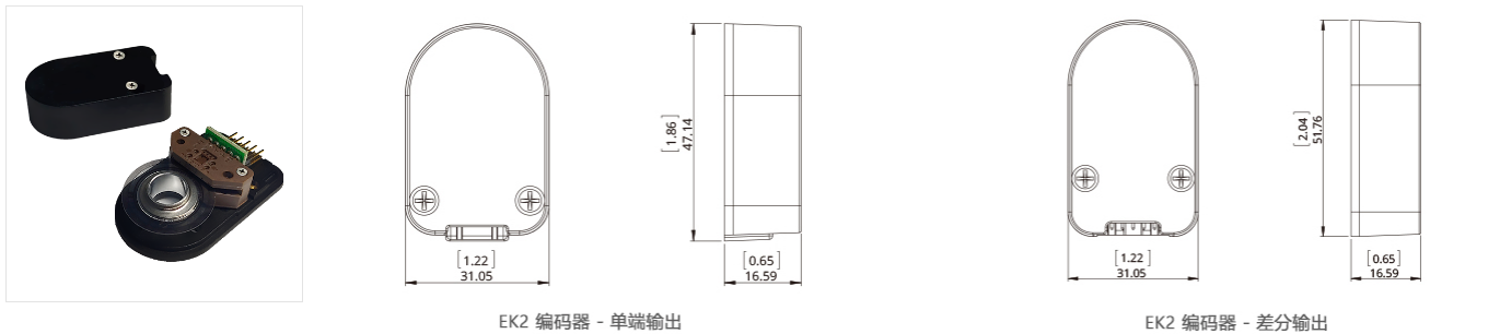 SP42 42 mm 混合式旋转步进电机 SP42 EK2 编码器尺寸图